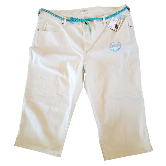 Riders by Lee 24W Capri Pants‎ Oatmeal With Belt 3X Tummy Control Slimming NWT - Picture 1 of 9